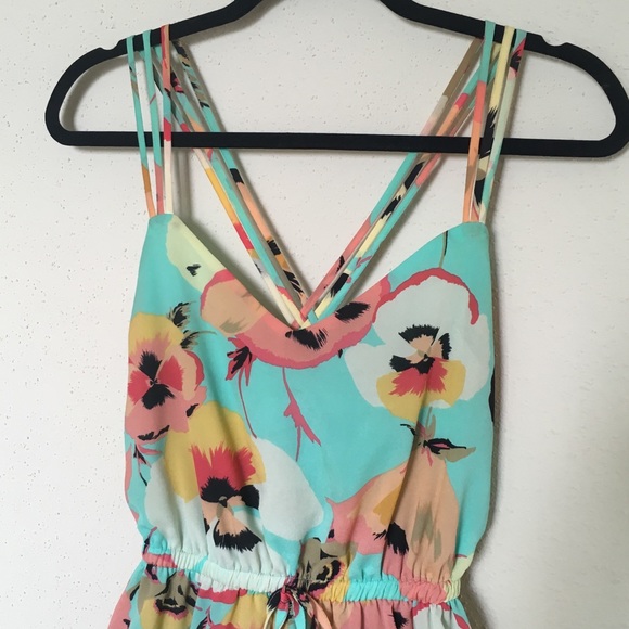 Bebop Green Floral Summer Dress Sz S - Picture 3 of 4